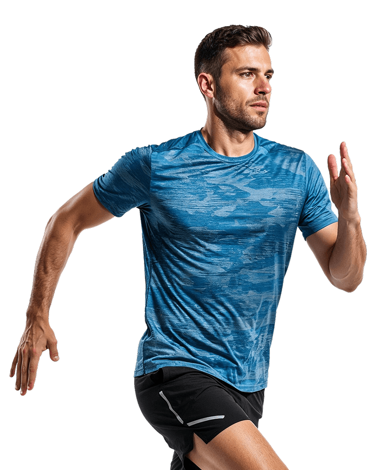 Ein laufender Mann in Sportkleidung